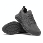 Men Light Black Breathable Knit Casual Sneakers