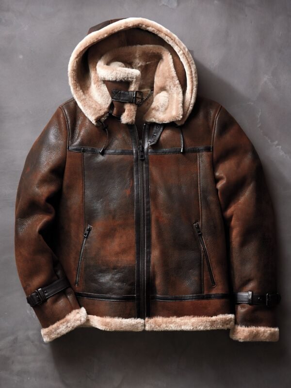 Classic Burnt Cognac Edition Sheepskin B-3 Bomber Jacket