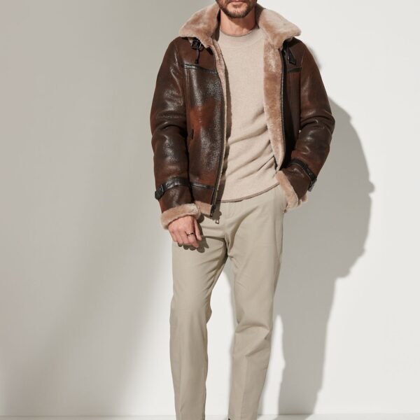Classic Burnt Cognac Edition Sheepskin B-3 Bomber Jacket