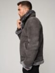 Classic Pebble Grey Edition Sheepskin B-3 Bomber Jacket