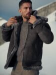 Classic Pebble Grey Edition Sheepskin B-3 Bomber Jacket