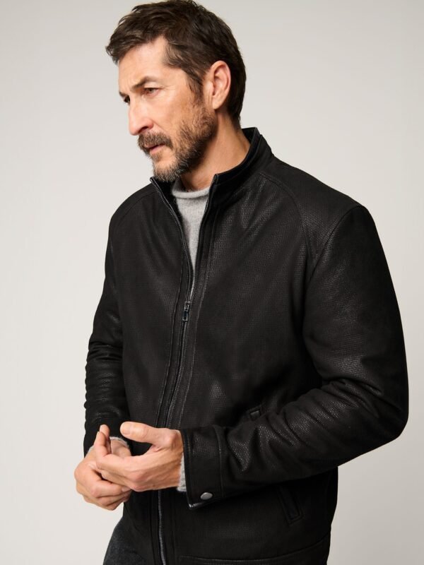 Zachary Embossed Leather Jacket