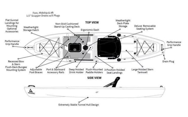 Ascend 12T Sit-On-Top Kayak – Stable & Spacious Fishing and Recreation Kayak