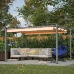 Stylish 10′ x 13′ Aluminum Patio Pergola with Retractable Canopy – Perfect Backyard Shade Shelter for Outdoor Parties - Image 2