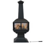 Sunnydaze 57" 360-Degree View Steel Wood-Burning Chiminea with Grate, Poker, and Cover - Image 5