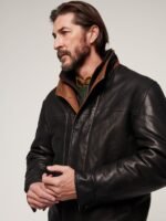 Romano Black Leather Jacket - Image 8