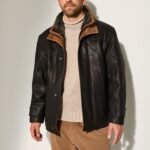 Jack Frost Leather Coat with Shearling Lining