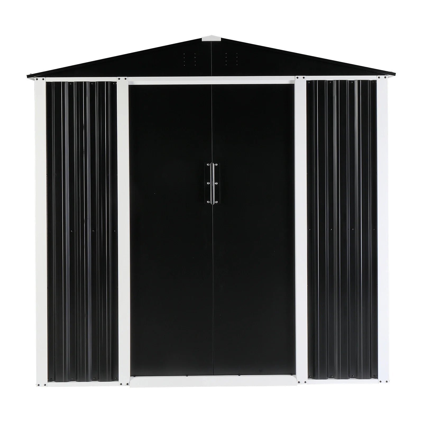 6-x-4-ft-outdoor-storage-shed-metal-garden-storage-house-with-double-sliding-doors-for-backyard-outdoor-patio-black-1.jpg 6 x 4 FT Outdoor Storage Shed - Image 1