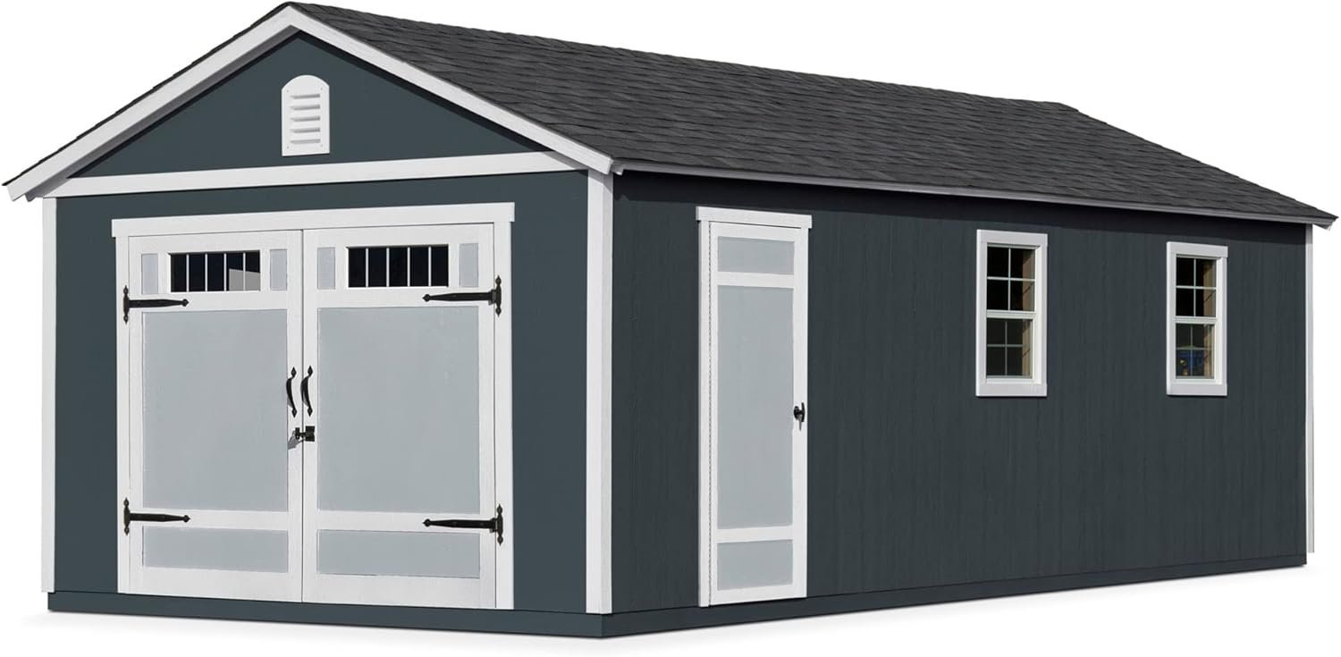 61Jt3QKGRzL._AC_SL1500.jpg Handy Home Products Manhattan 12x24 Garage Do-it-Yourself Wooden Storage Shed, Does not Include Paint and Roofing Shingles - Image 1