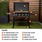 Blackstone Original Outdoor Griddle, 4-Burner 36" Propane Flat Top Grill with Hood, Black - Image 5