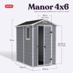 Keter Manor 4x6 Resin Outdoor Storage Shed Kit-Perfect to Store Patio Furniture, Garden Tools Bike Accessories, Beach Chairs and Lawn Mower, Grey & White - Image 2