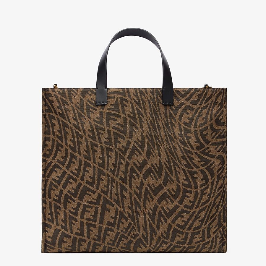 8BH357AFL2F18HX_01_large-grey_2cc20cf9-92cc-4e08-b08e-f4ab3809bdc0.jpg Fendi Brown Jacquard Ff Vertigo Bag - Image 1