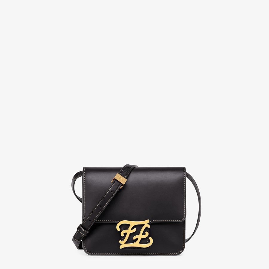 8BT317AAIWF15ZW_01_large-grey_a22660f5-797e-4f0e-a122-0614df19ec47.jpg Fendi Karligraphy Black Leather Bag - Image 1