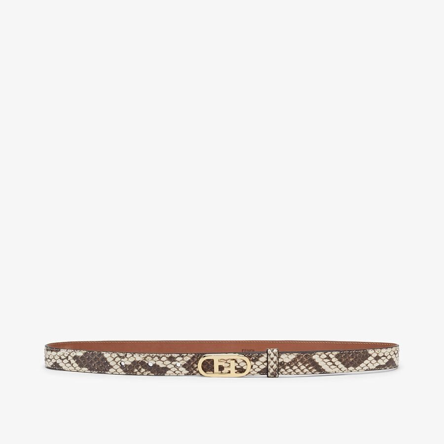 8C0652AHJIF1FI2_01_large-grey_74ca8264-fceb-4805-bad3-4d0d4515a2bd.jpg Fendi Brown Elaphe Belt - Image 1