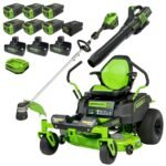 60V 42″ Cordless Battery CrossoverZ Zero Turn Riding Lawn Mower 3-Tool Combo Kit w/ (6) 8Ah Batteries, One(1) 2.5Ah Battery & Four (4) Chargers