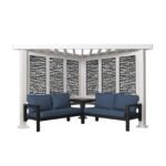 Ridgedale Modern Steel Cabana Pergola with Conversational Seating - Image 5