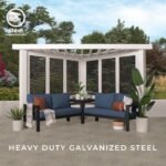 Ridgedale Modern Steel Cabana Pergola with Conversational Seating - Image 2