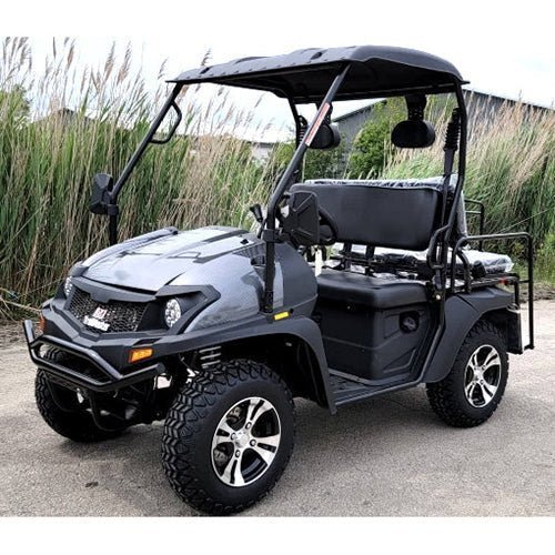 bighorn-200-Gray-CustomRim_a_0395c583-8dc8-4fb4-88a5-97a87d34bc01.jpg Brand New Gas Golf Cart UTV Hybrid Linhai Big Hammer 200 GVX Side by Side UTV With Custom Rims/Tires – Gray - Image 1