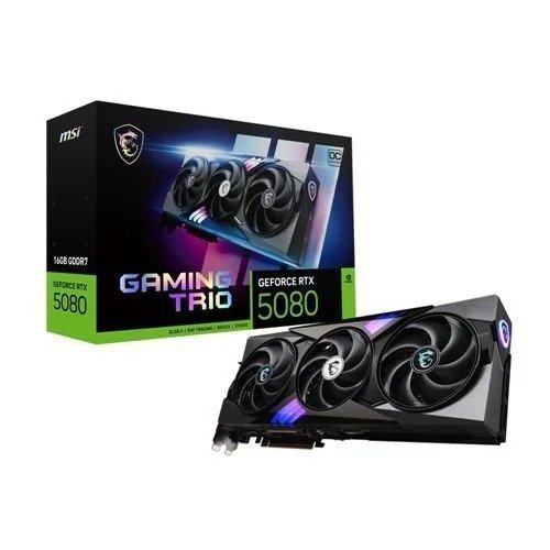 bvyyv-1.jpg MSI NVIDIA GeForce RTX 5080 GAMING TRIO Overclocked Triple Fan 16GB GDDR7 PCIe 5.0 Graphics Card - Image 1