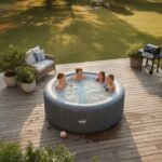 Wave Atlantic 6 Person Round Inflatable Hot Tub, Navy - Image 4