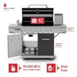 Nexgrill Deluxe 6-Burner Propane Gas Grill with Ceramic Searing Side Burner, Rotisserie Kit, 60,000 BTUs Output, and Stainless Steel Control Panel, BBQ Grill Perfect for Outdoor Gatherings 720-0896B - Image 5