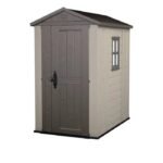 Factor 4x 6 FT Durable Resin Outdoor Storage Shed with Reinforced Steel For Lawn Patio Garden