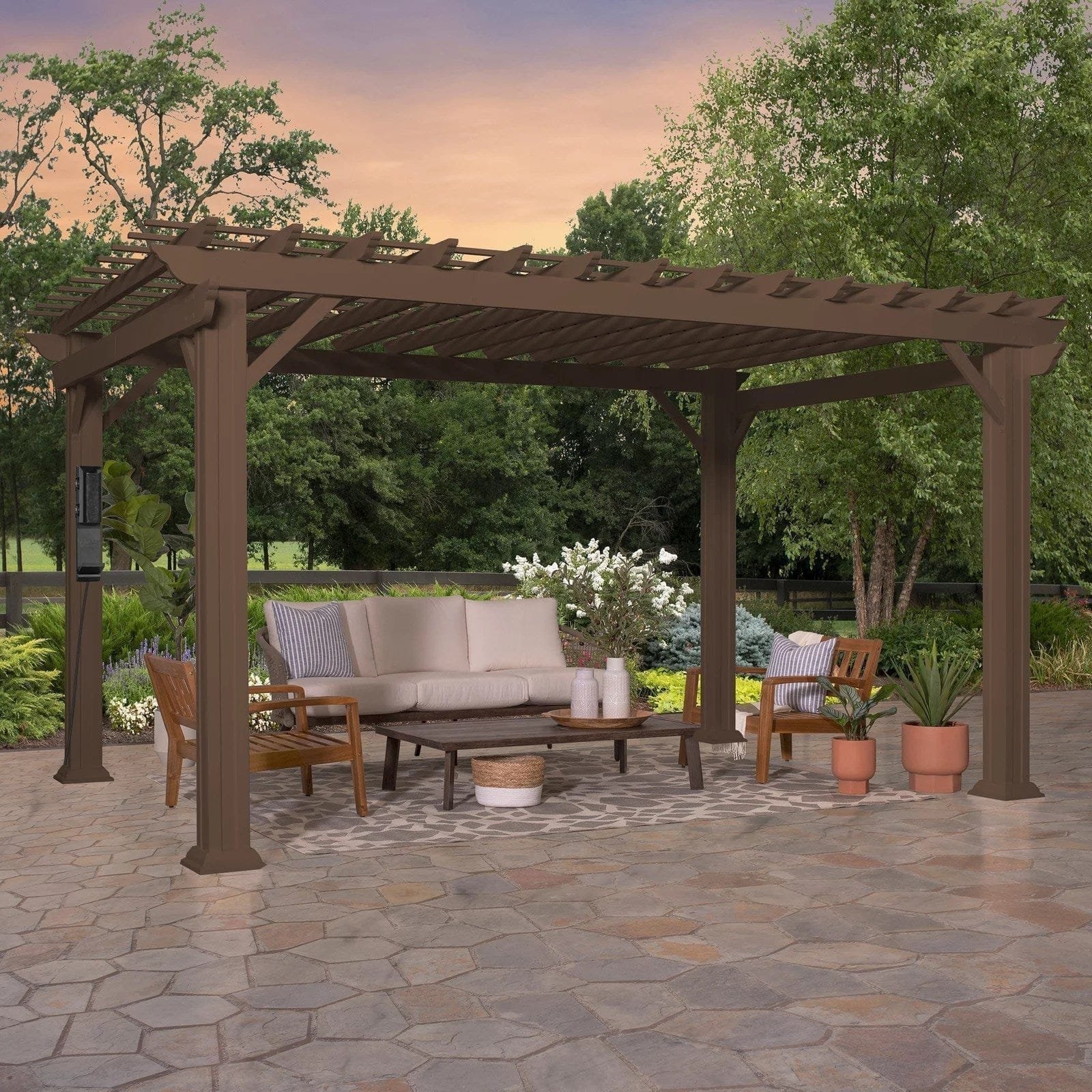 img-222.jpg 14×12 Ashford Traditional Steel Pergola With Sail Shade Soft Canopy - Image 1