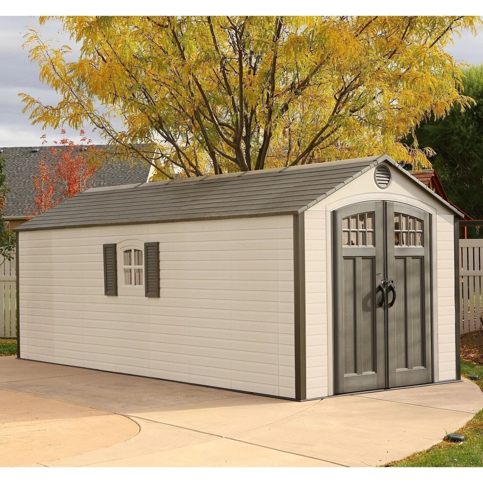 img-2517.jpg Outdoor Storage Shed 8′ x 20′ – Desert Sand – Lifetime - Image 1