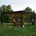 16×12 trenton modern steel pergola with sail shade soft canopy - Image 2
