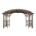 SummerCove 10 ft. x 14 ft. Light Gray Cedar Frame Arched Pergola with Shelves - Image 13