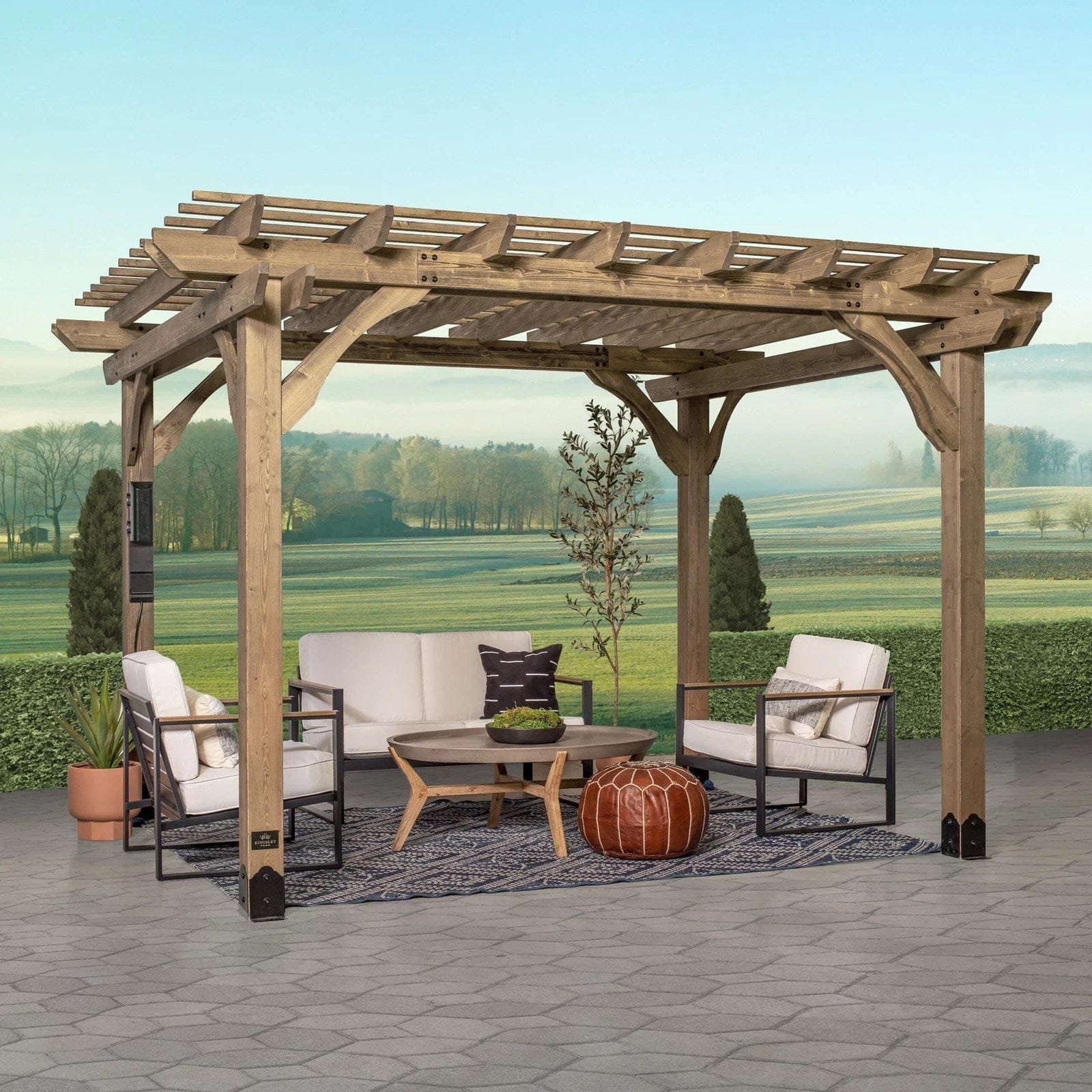 img-74.jpg 12×10 Fairhaven Pergola, Rustic Finish - Image 1
