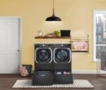 LG – SideKick 1.0 Cu. Ft. High-Efficiency Smart Top Load Pedestal Washer with 3-Motion Technology – Black steel - Image 2