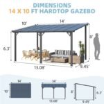 Aecojoy 10 ft. x 14 ft. Dark Gray Aluminum Patio Cover - Image 4