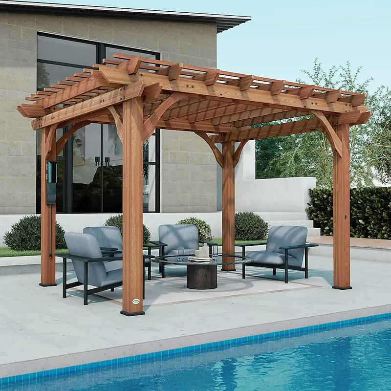 70166787.webp Backyard Discovery 10′ x 12′ Cedar Pergola - Image 1