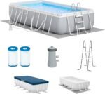Intex Prism Frame 16′ x 8′ x 42′ Rectangular Above Ground Pool Set