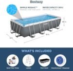 Bestway Power Steel 18′ x 9′ x 48″ Rectangular Metal Frame Above Ground Outdoor Swimming Pool Set with 1,500 GPH Filter Pump, Ladder, and Pool Cover - Image 9