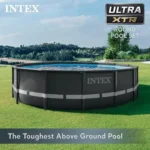 Intex Ultra XTR Frame 14′ x 42″ Round Above Ground Outdoor Swimming Pool Set with Sand Filter Pump, Ladder, Ground Cloth, and Pool Cover - Image 2