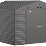 Arrow Select 10′ x 12′ Outdoor Lockable Steel Storage Shed Building, Charcoal