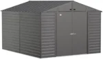 Arrow Select 10′ x 12′ Outdoor Lockable Steel Storage Shed Building, Charcoal