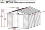 Arrow Select 10′ x 12′ Outdoor Lockable Steel Storage Shed Building, Charcoal - Image 2