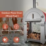 Empava Pizza Oven with Open Shelf and Wheels for Outdoor Kitchen, Wood Fire for Grill & Camping Backyard Party in Stainless Steel, 38.6 Inch, Italian Red - Image 3