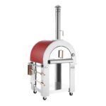 Empava PG06 Outdoor Wood Fired Pizza Oven Stainless Steel Red with Wheels and Accessories