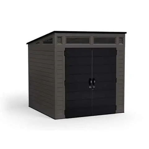 df536596-9536-4acc-ab7c-231820a8f66b.webp Suncast Modernist 7 ft. x 7 ft. Resin Vertical Pent Storage Shed with Floor Kit - Image 1