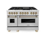 ZLINE Autograph Edition 48″ 6.0 cu. ft. Dual Fuel Range with Gas Stove and Electric Oven Stainless Steel Accents - Image 3