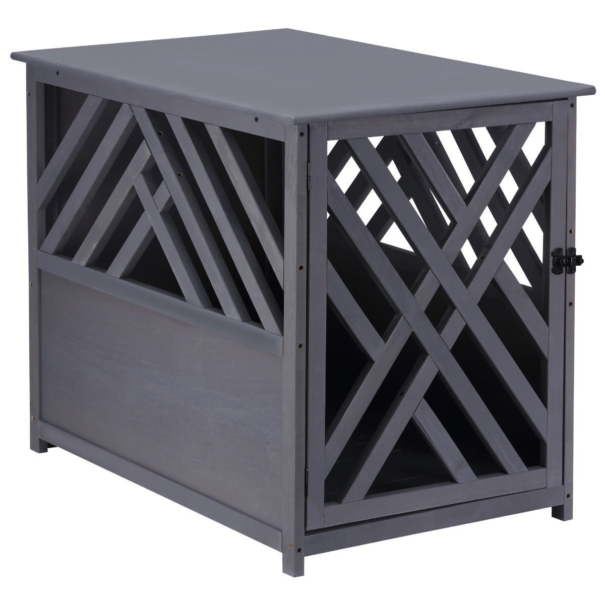 0Zw3ba17ef629b813.jpg Wood Dog Crate Small Dog Cage Furniture Style Dog Kennel Lattice for Indoor Use with a Unique Slant Aesthetic Design - Image 1