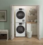 GE – 2.4 Cu. Ft. High Efficiency Stackable Front Load Washer with Steam and Sanitize – White - Image 7