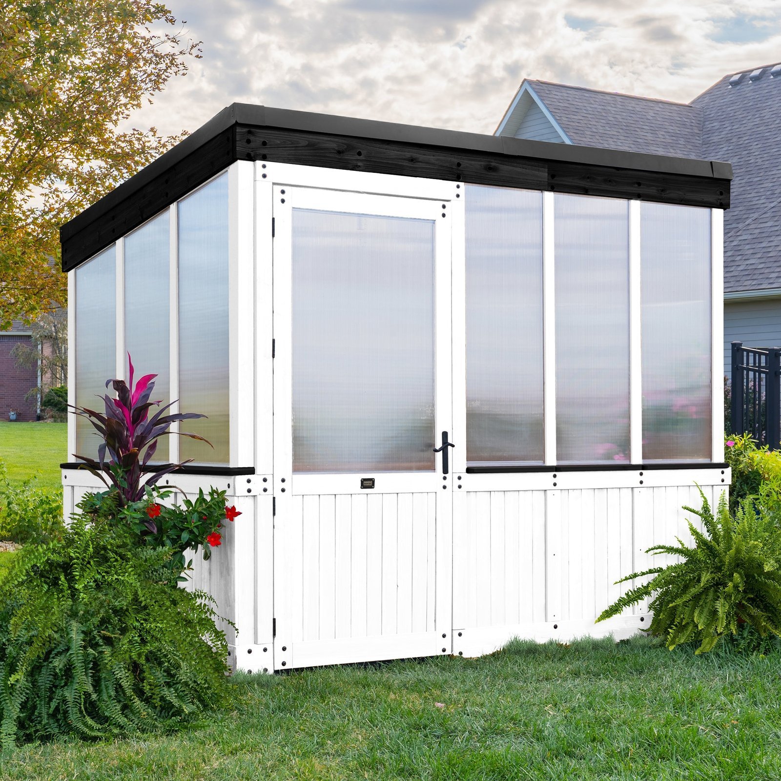 2304178-HERO-03.jpg 9x6 Willow Greenhouse - Pre-Stained & Sealed White - Image 1