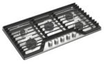 Whirlpool – 36 in. Wide 5 burners Built-In Gas Cooktop with EZ-2-Lift Hinged Cast-Iron Grates – Stainless Steel - Image 3