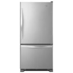 Whirlpool – 33 in. Wide 22 cu. ft. Bottom-Freezer Refrigerator with SpillGuard Glass Shelves – Stainless Steel