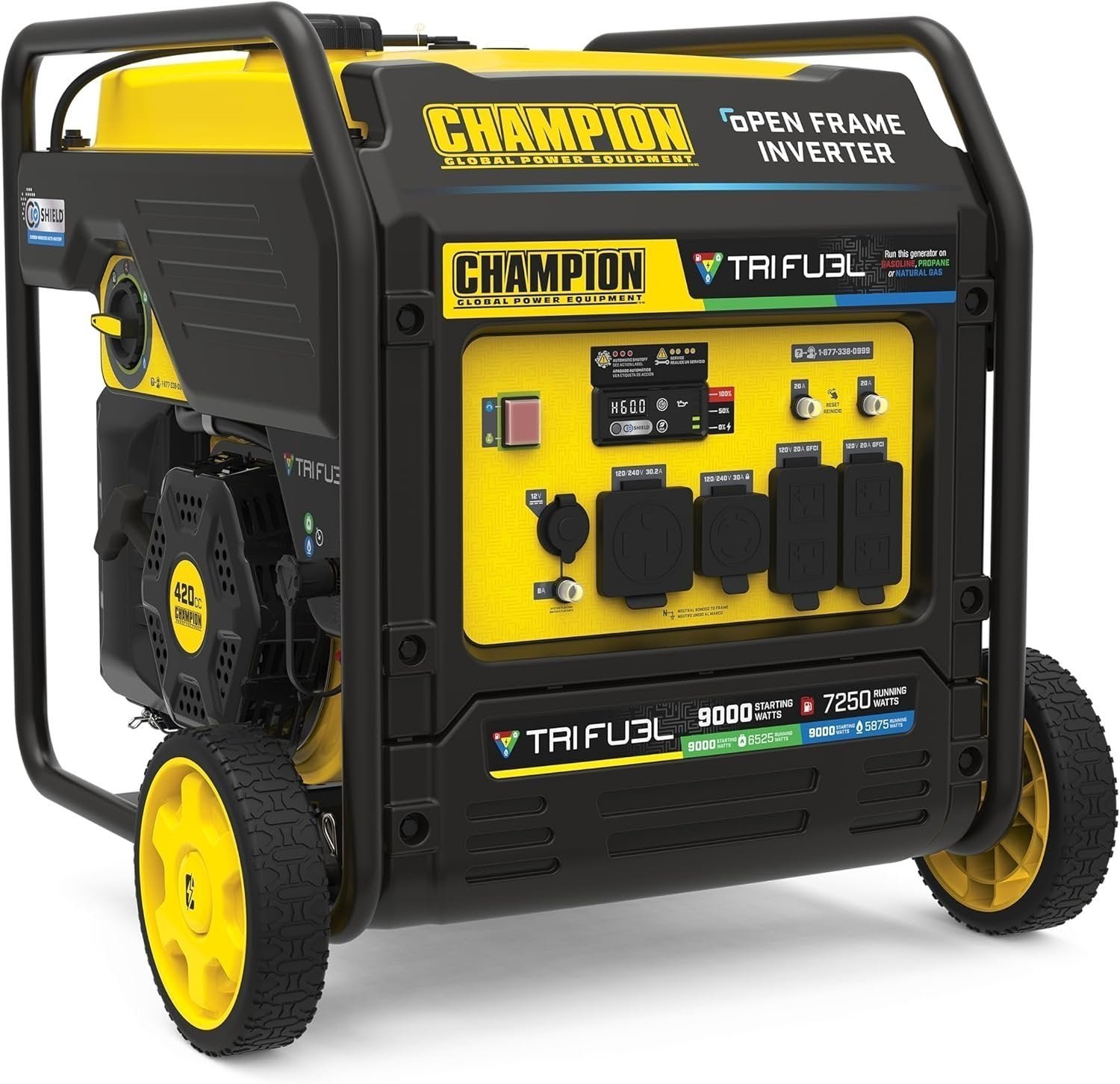 377.jpg Champion 201176 9000W Tri-Fuel Open Frame Inverter Generator - Image 1
